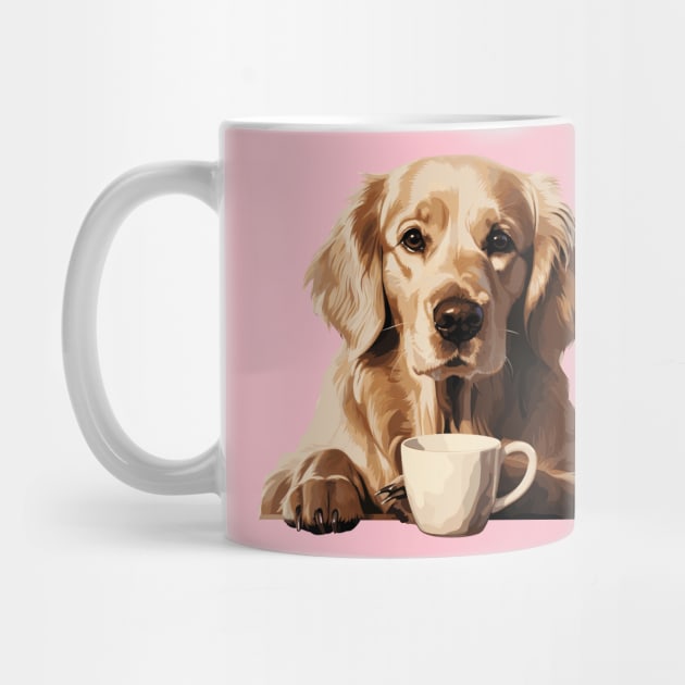 Golden Retriever Drinking Coffee by Graceful Designs